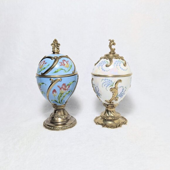 Franklin Mint House of Faberge Musical Egg, Set of Two